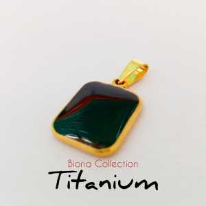 Top !! liontin Titanium Kotak batu hitam Gold Terbaru dan 2023 kekinian cantik elegan dan anti karat Liontin tanpa kalung  wanita anti hitam dan anti luntur model terbaru dan terlaris