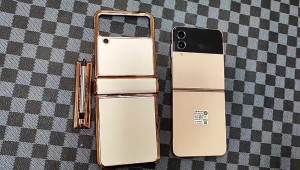Applicable to Samsung Z Flip4/3 Phone case 5/6 Double hinge strap spen Touch Pen Electroplated Plain Leather Case