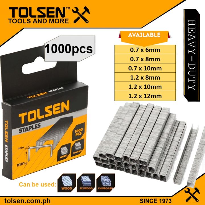 Tolsen 1000pcs Gun Tacker Staples Wire Refill (0.7 x 6 , 8 x 10mm 1.2