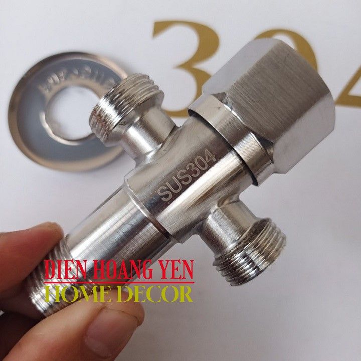 Van Chia Nước Van Khóa Nước INOX 304 nối dây cấp và dây xịt T CẦU CÓ ...
