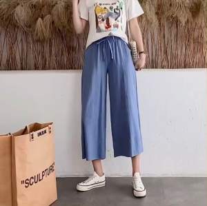🇲🇾 Korean Women Cotton Linen Palazzo Long Pants Elastic Waist Cotton Trousers Linen Jogging Pants Casual Pants 棉麻女长裤