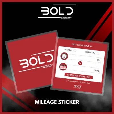[BOLD Mileage Sticker] Next service Engine Oil / Gear Oil / Transmission Fluid change reminder