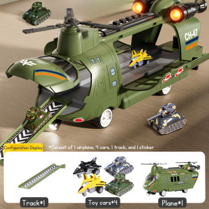 Large Childrens Airplane Helicopter Transporter for Boys Educational Toy Realistic Sound Light Effects