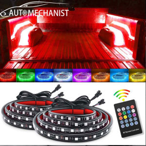 ชุดรางไฟรถบรรทุก RGB ขนาด60นิ้วรีโมทคอนโทรล180LED พร้อมสวิตช์ฟิวส์ใบมีดสำหรับรถบรรทุกสินค้า SUV RV 12V ไฟล้อมรอบจำนวน2ชิ้น