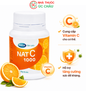 NAT C 1000 Vitamin C 1000mg Tăng Cường Sức Đề Kháng Hỗ Trợ Giảm Nguy Cơ Cảm Lạnh Cảm Cúm