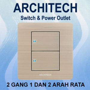 ARCHITECH PLATINUM B9-K2B ROSE GOLD Sakelar/Saklar/CETEK 2 Gang 2Arah LED