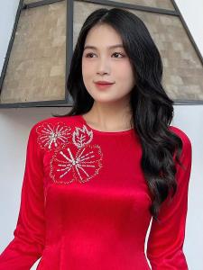 Áo dài gấm kết đá AD050 Thiết kế độc đáo dành cho nữ thanh lịch KHANH LINH STYLE
