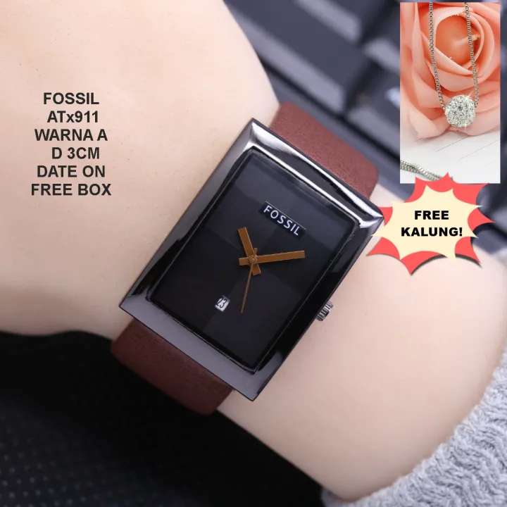 JAM TANGAN WANITA TALI KULIT FREE KALUNG MODEL RANDOM TANGGAL AKTIF