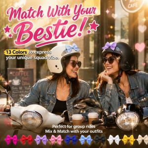 🎀✨ 3D Bow Ears Helmet Accessories: Fashionable Handmade Floral Decor Quick-Release Velcro Lightweight & Durable Sponge Decoration For Motorcycle/E-Bike Helmets
