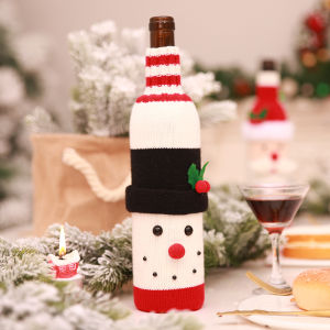 Christmas Knitted Wine Bottle Cover Decoration Santa Claus Snowman Red Wine Champagne Bottle Cover