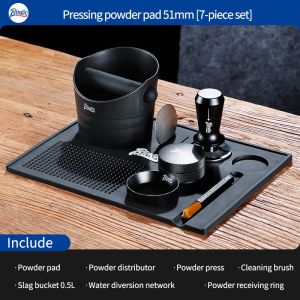 BINCOO Coffee Tamper Set Multi-functional Coffee Press Mat Coffee Counter Storage Mat Coffee Press Hammer Powder Cloth Coffee Bucket Set Coffee Utensils 51MM/58MM