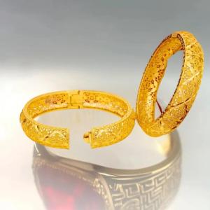 Hmeme Phụ Nữ Quyến Rũ Vòng Đeo Tay Bangle Hollow-out Hoa Bangle Đối Trung Đông Việt Nam Wedding Bridal Trang Sức Quà Tặng