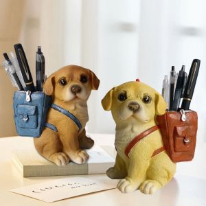 MIRACLE HOME STORE With Backpack Dog Pen Holder Cute Cartoon Storage Rack Funny Hand-painted Lucky Dog Ornaments Home Decor