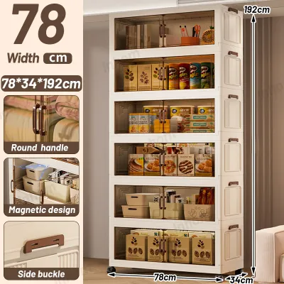 72cm Wide Heavy-Duty Folding Storage Cabinet with Lockable Wheels – Sturdy & Space-Saving Organizer for Home/Office