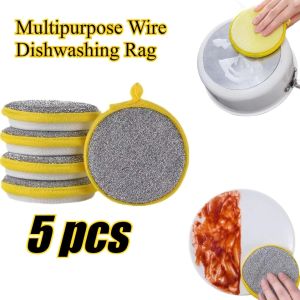 1pcs/5pcs/10PCs Kitchen Super Absorbent Double-Sided Brushes Magic Dishwashing Sponge Eraser Anti-Grease Rags