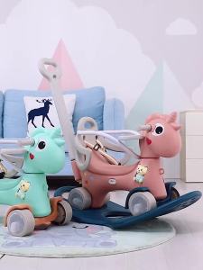 เด็กโยกม้าจัน 0-1-3 เด็กวัยขวบเศษเพลงมัลติฟังก์ชั่นโยกม้าของเล่นรถเข็นมือผลักเก้าอี้โยก