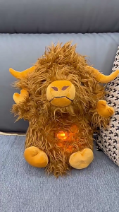Stuffed Toy LED Cow Plush Doll Sofa Office Decors Breathing Stuffed Animals Toy Kids Gift Soothing Comfort Toy