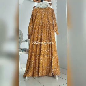 Gamis Katun Alhambra by Melz - Busui Friendly dengan Aksen Kerut 3 Tumpuk - Bahan Adem dan Nyaman - Ld 104 cm. P 140 cm - Original dan Real Pic