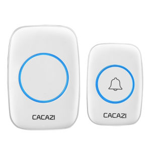 US Plug Waterproof Wireless Doorbell Intelligent Bell 300M Ranges AC 10-240V With Led Light For Home Security Office (Include battery)