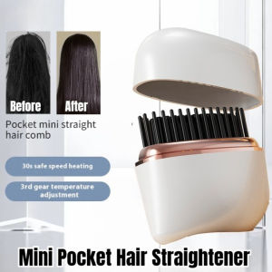 USB Portable Hair Straightener Comb Fast Heating Electric Cordless Hair Comb Travel Essential for Beauty
