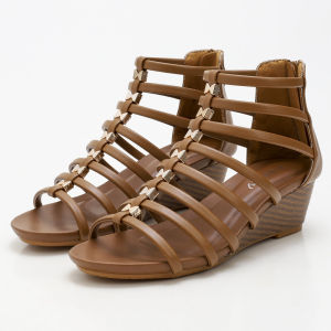 22736-42 Formal Shining Wedge Heels Womens Sandals 5cm Rubber Sole Gorgeous Sequins Wedges Shoes Ladies Mid High Block Platforms Leather Material Office Wear On Sale