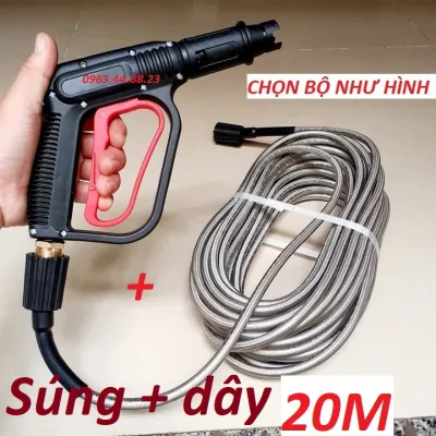 combo súng rửa xe + dây rửa xe 101520M | bộ dây xịt rửa xe 101520m kèm vòi xịt rửa xe tăng áp lực nước
