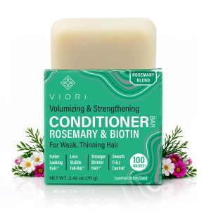 Viori Rosemary tin Conditioner Bar - For Thinning Hair Rosemary & tin for scalp care and shine detangles & conditions handcrafted with Longsheng rice water plastic-free