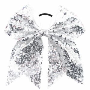 Large Size Sparkly Glitter Bows Shiny Sequins Dovetail Bow Sequins Hair Bows Elastic Hair Ties Ponytail Holder For Kid Girls h2610