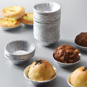 【In Stock】100pcs Disposable Aluminum Foil Tart Pan Heat Evenly No odor Safety Health Egg Tart Molds