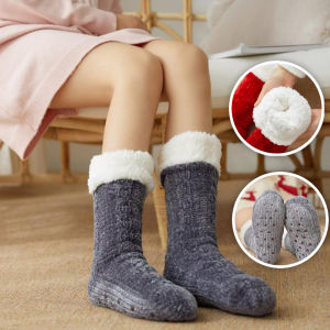 DSFIF Velvet Thicken Thermal Socks Anti Slip Warm Sleeping Socks Women Soft Knitted Fleece Floor Socks Men Women