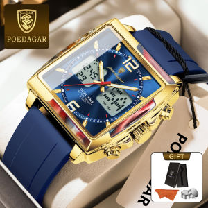 POEDAGAR Genuine Mens Watch Rubber Strap Luminous Calendar Chronograph Multifunctional 100% Waterproof Quartz Watch E109