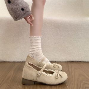 Free Shipping Versatile Retro Round-Toe Shallow-Heeled Single Shoes For Women 2026 New Spring And Autumn Collection Perfect With Dresses And Designed To Add Height