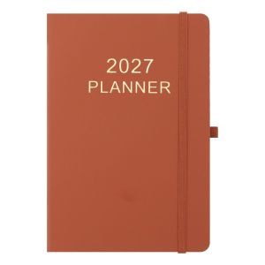 GORGE A5 2027 Agenda Book Planner Reminder Textured PU Schedule Book Portable To Do List Calendar Book Office Supplies