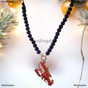 [COD] Modingdue 2025 New Lobster Bead Necklace Handmade Beaded Jewelry Simple Pendant Necklace Women Beach Vacation Accessory