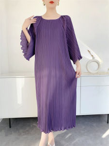 L-1015F# One Size (45-75kg) Spring And Summer Sanzhai Pleated Female Dress Loose Plus Size