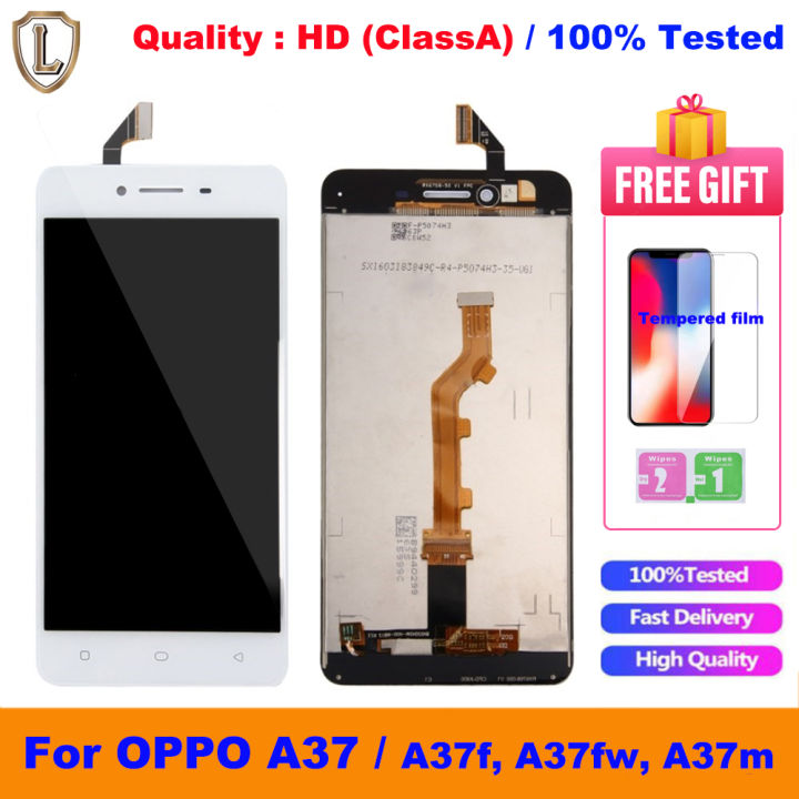 For OPPO A37  A37f, A37fw, A37m LCD Touch Screen Digitizer LCD Replacement+ tempered glass