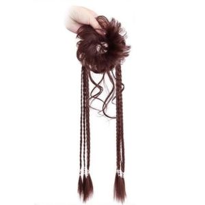 OMQAIO Synthetic Ball Head Wig Ponytail Hairpiece Flower Bud Head Messy Curly Chignon Hair Accessories False Twist Braid Wig Bun Women