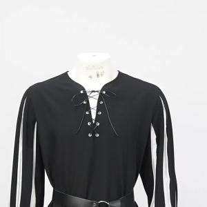 wish European and American retro medieval drama costumes Two-tone tie-neck shirt cosplay Top