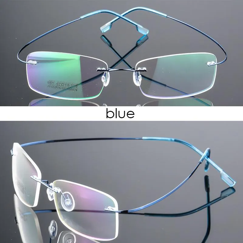 Flexible Memory Metal Rimless Eyeglasses Frame Glasses Optical