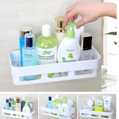 Kệ Đựng Đồ Nhà Tắm Dán Tường Bằng Nhựa Hình Chữ Nhật Chắc Chắn Tiện Dụng