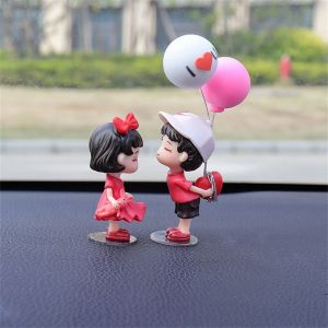 NJJU Car Accessories Creative Balloon Ornament Center Console Anime Couples Action Figure Cartoon Couples Model Car Ornament Car Decoration Dashboard Figurine