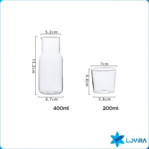 LoviRa 550ml/400ml Japanese Style Large Capacity Glass Kettle Set With Water Cup