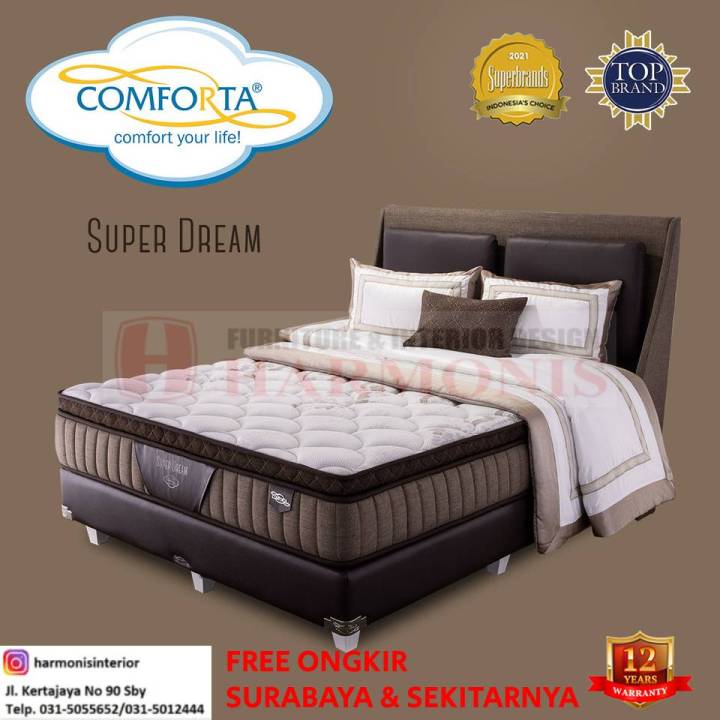 COMFORTA SUPER DREAM FULL SET SPRING BED UKURAN 90 100 120 140 160 180 ...