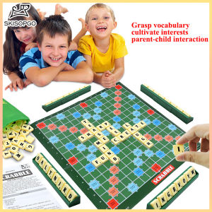 SKISOPGO Scrabble Cross Words Board Game Educational Puzzle Letter Game Spelling Alphabet For Kid Family Game