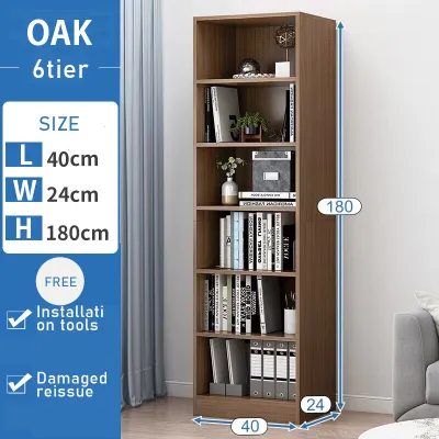 KEKEE Rak Buku Bertingkat 6 Tier Bookcase Multipurpose Rack Storage Bookcase Living Room Shelves Display Cabinet Shelf 书柜/书架