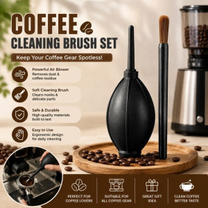 Coffee Cleaning Brush Set Hard Bristle Grinder Brush with Air Blower Barista Espresso Tool