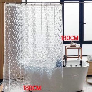 【Timeup】ม่านห้องน้ำ สีใส แบบใส กันน้ำ Shower curtain EVA 180x180cm/180x200cm Thicker Plastic