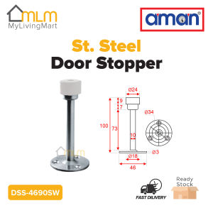 AMAN Stainless Steel Door Stopper With Hook Heavy Duty Magnetic Door Holder Doorstop Doorstopper Hook Pintu 阻门器 门挡