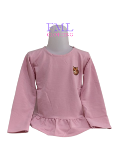 LEMONE GIRLS 12906BLF- Kaos Anak Perempuan Lengan panjang- Bahan Babyterry Spandek ( Untuk Usia 4-5Tahun)