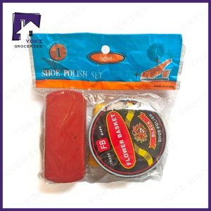 YOKI 3in1 Flower Basket Black Shoe Polish with Brush and Towel Paste Leather Shoes Wax Cream Shine